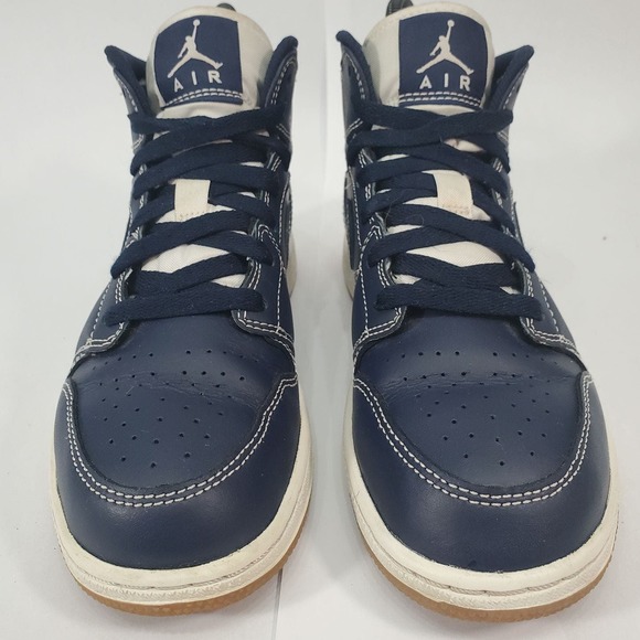 Nike Air Jordan 1 Retro Mid GS 'Obsidian' Sz-4Y 554725 402 - Picture 2 of 10
